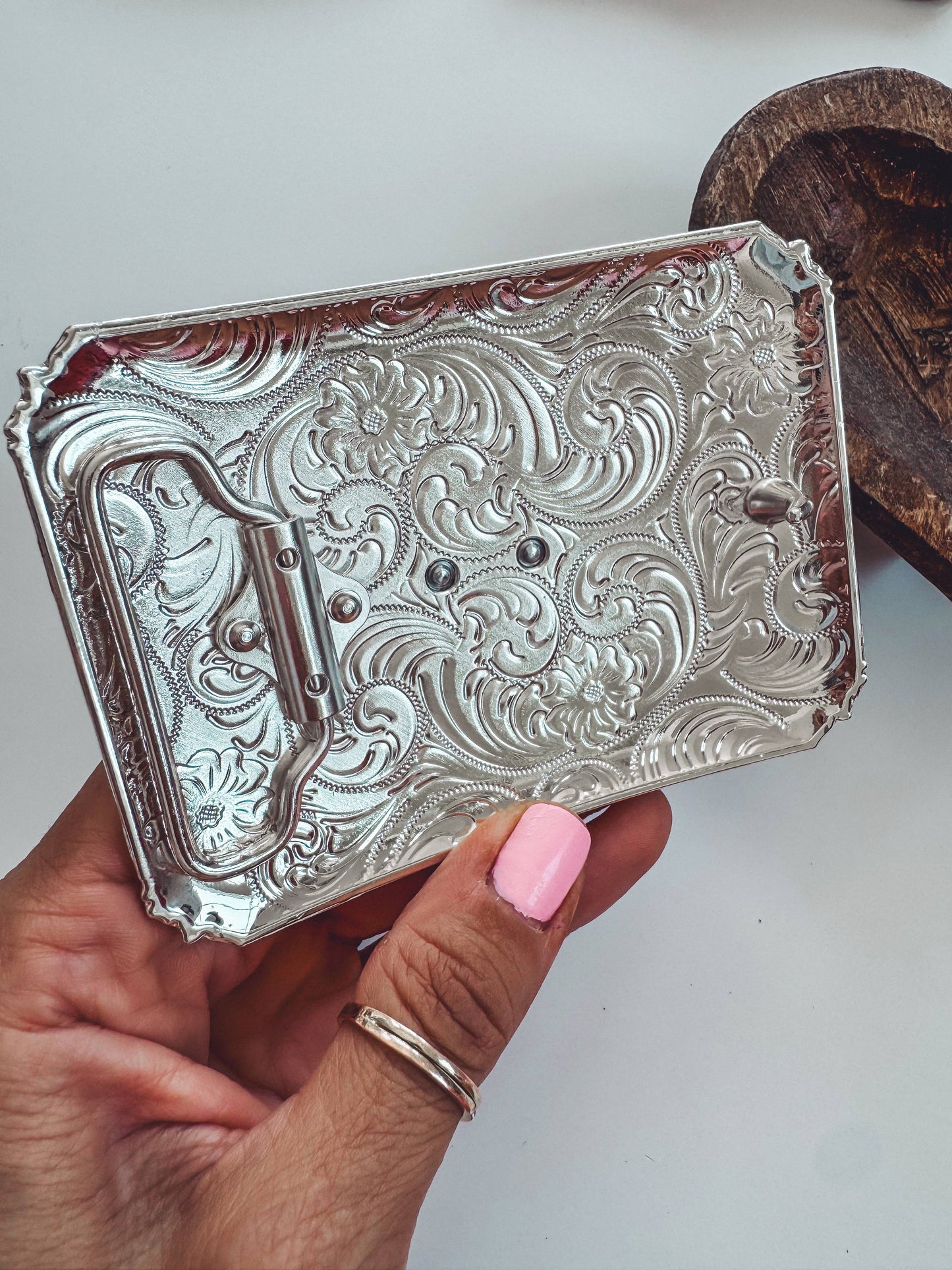 Western Longhorn Steer Belt Buckle – Antique Silver Finish : 1