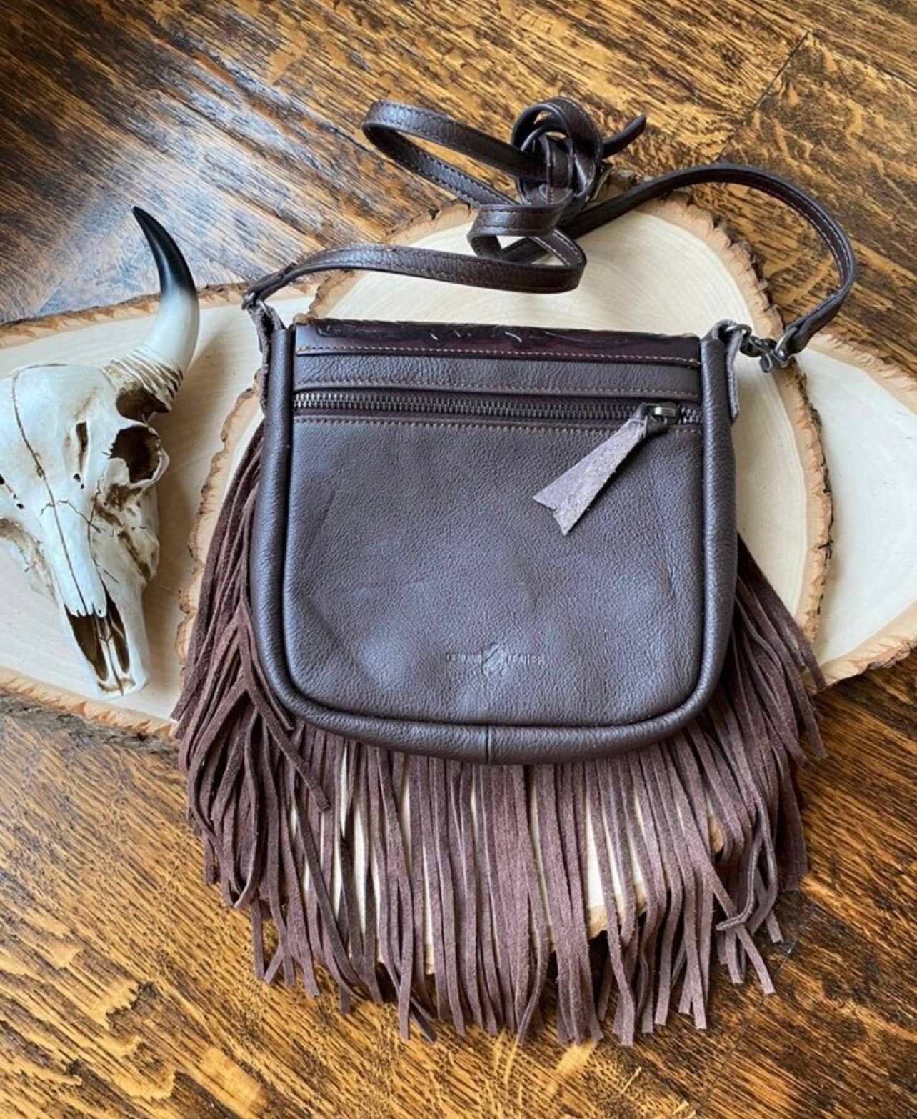 THE LEXIE CROSSBODY - BROWN + TURQUOISE - Laser Cut Purse: Medium