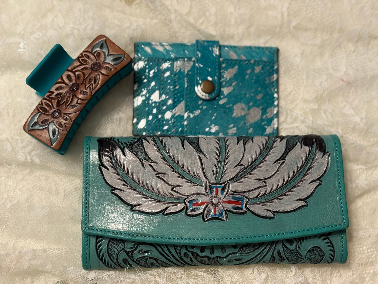 Genuine Leather Wallet - Turquoise