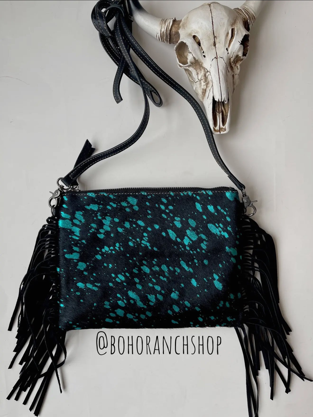 Cowhide Foil Specs Crossbody Purse