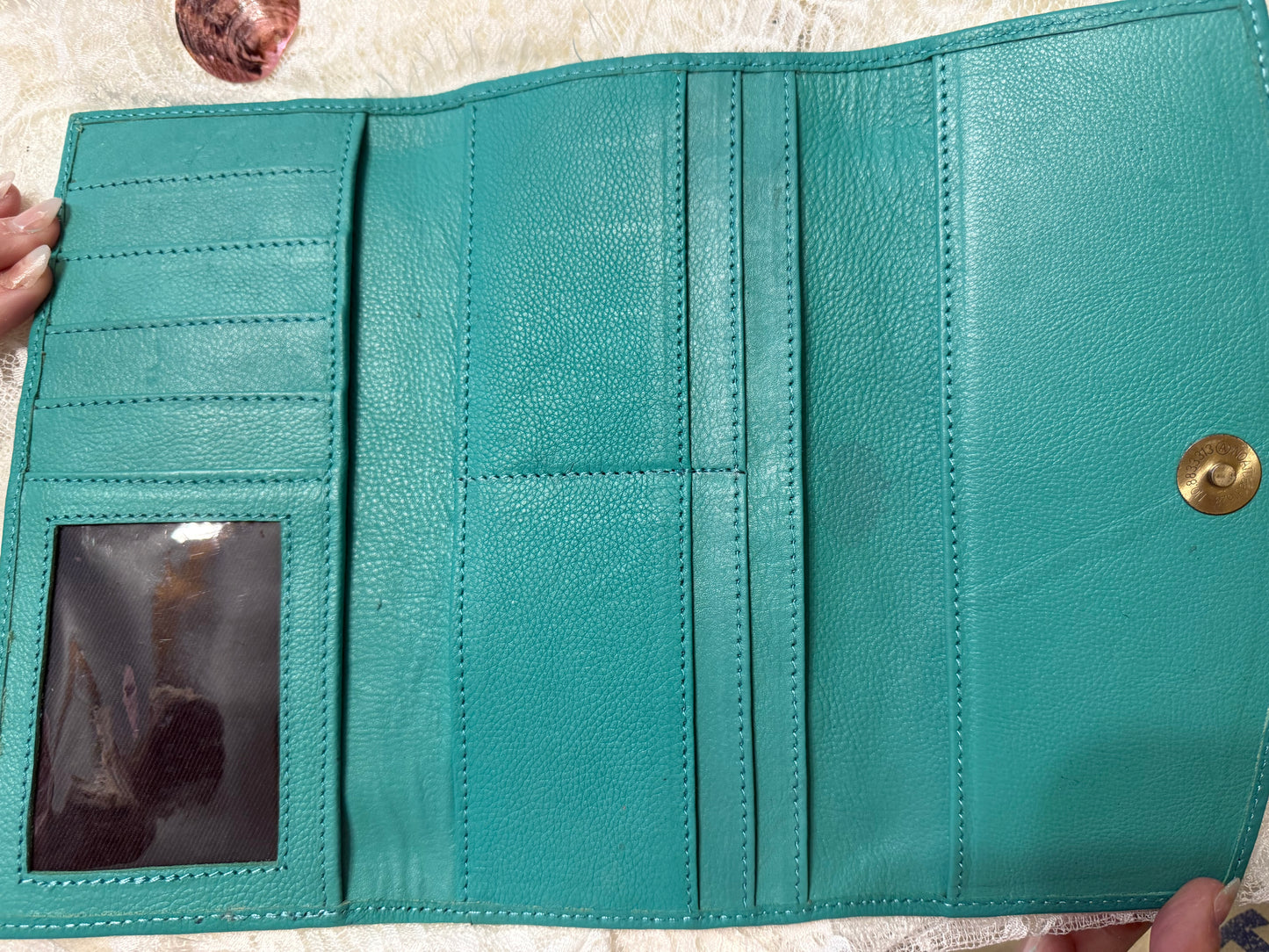 Genuine Leather Wallet - Turquoise