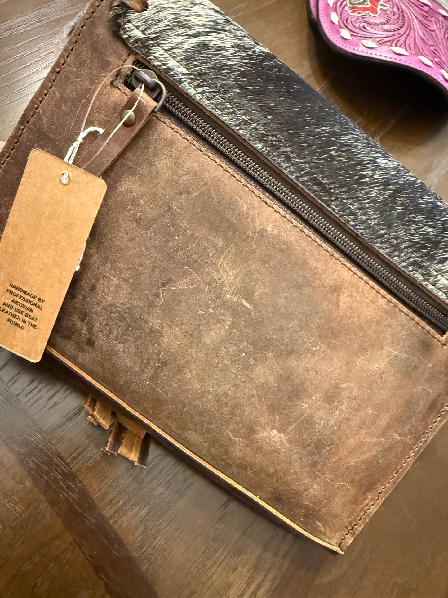 Red Tooled &Cowhide cross body bag