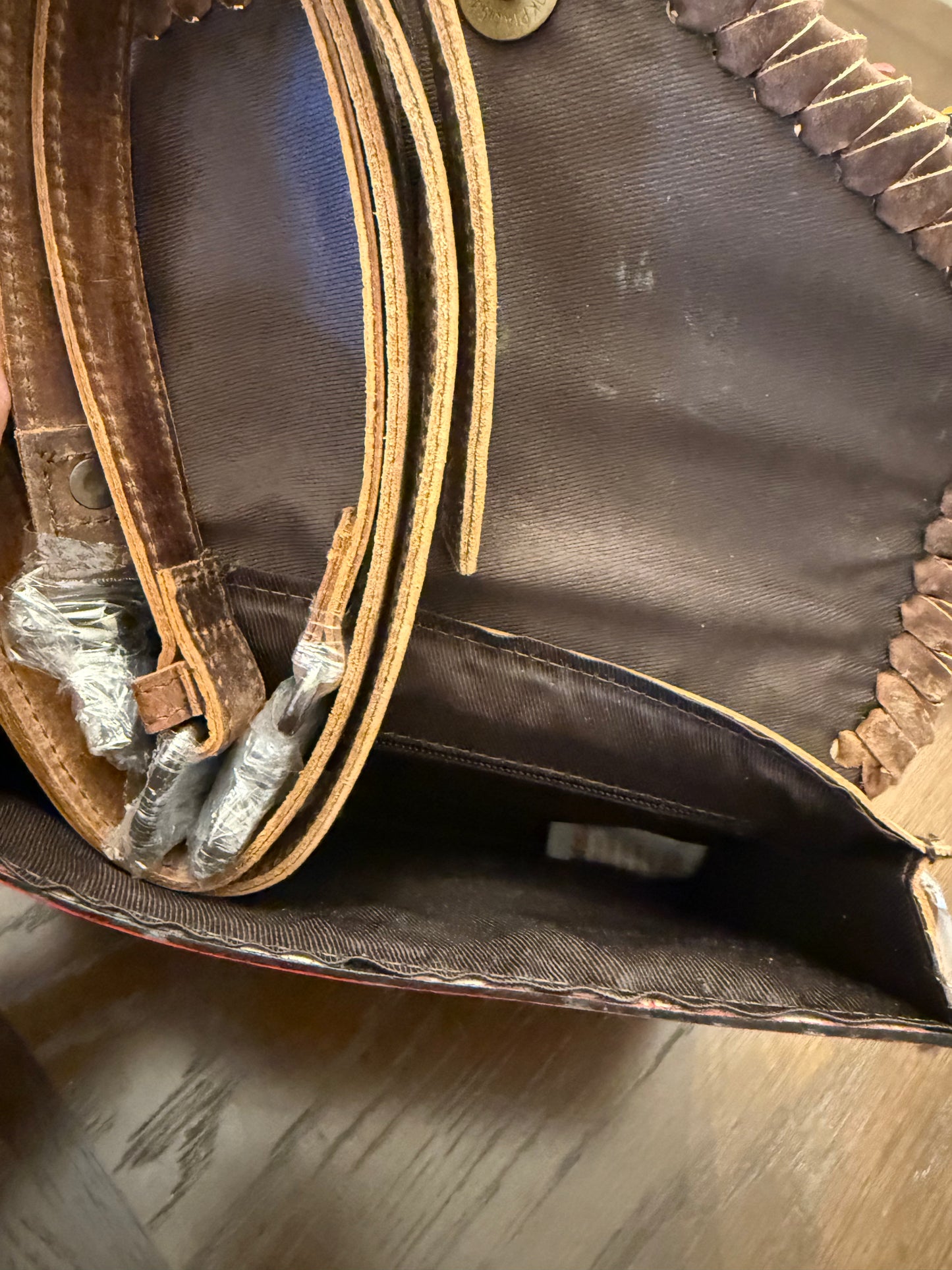 Red Tooled &Cowhide cross body bag