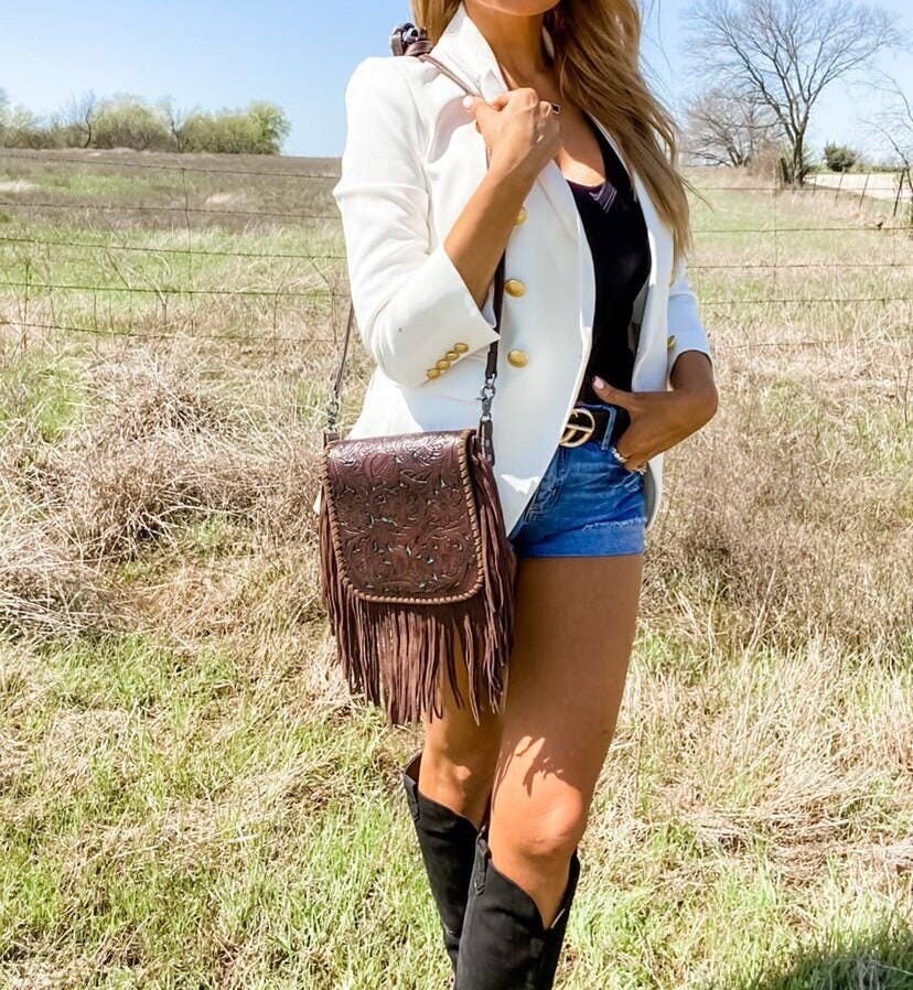 THE LEXIE CROSSBODY - TURQUOISE/ BLACK - Laser Cut Purse: MEDIUM