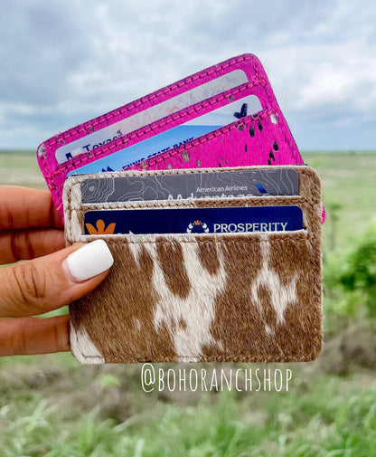 Western Cowhide Credit Card Holder  - RAINBOW