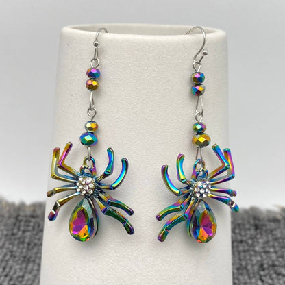 Halloween Metal Spider Dangle Earrings