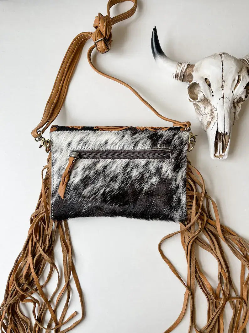 THE CASSIE - TOOLED crossbody Western Tooled Leather Cowhide: Pink