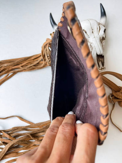 THE CASSIE - TOOLED crossbody Western Tooled Leather Cowhide: Pink