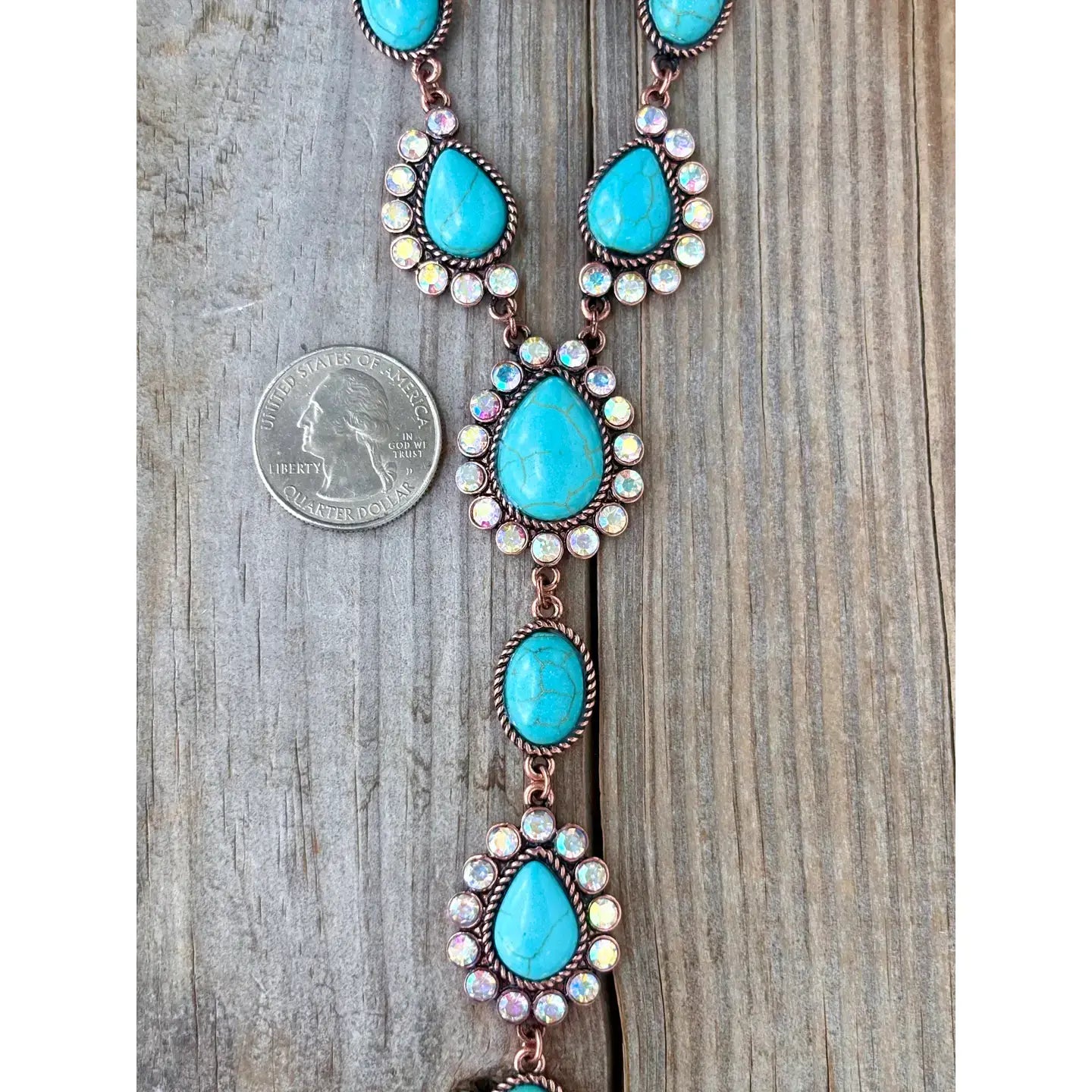 Western Turquoise Stone Y Necklace: TURQUOISE