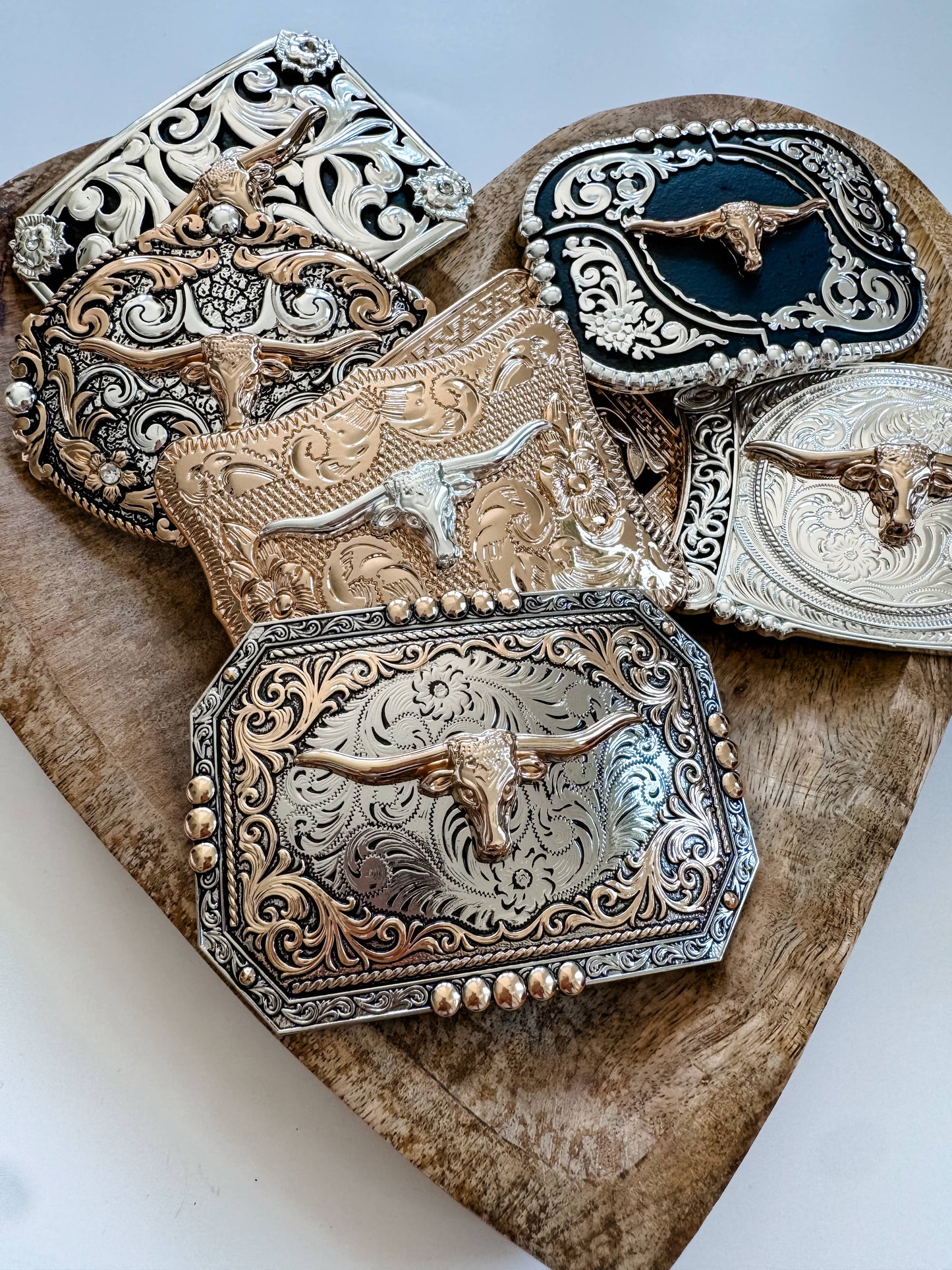 Western Longhorn Steer Belt Buckle – Antique Silver Finish : 1