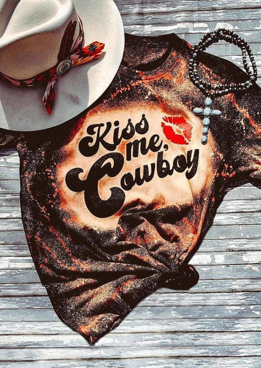 Kiss me cowboy bleached top: MULTICOLOR / 1-1-1-1 / S-M-L-XL