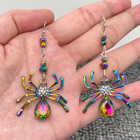 Halloween Metal Spider Dangle Earrings