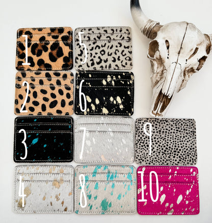 Western Cowhide Credit Card Holder  - RAINBOW