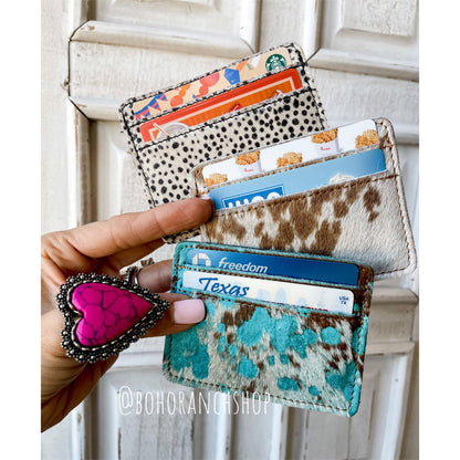 Western Cowhide Credit Card Holder  - RAINBOW