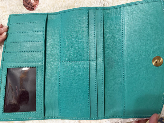 Genuine Leather Wallet - Turquoise