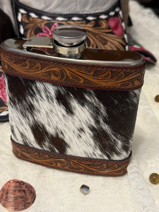 Cowhide Flask, 16 oz.