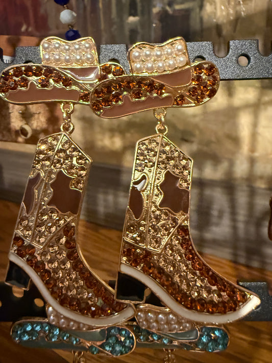 Glitter Cowboy Boot Earrings