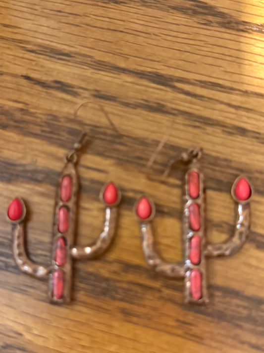 Red Cactus Earrings