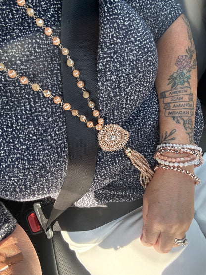 Coral needed tassel necklace