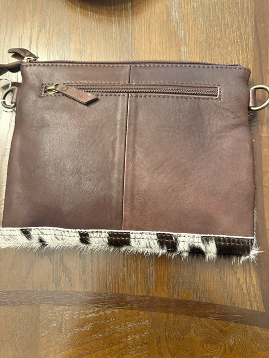 Pink Tooled Leather & Cowhide Crossbody Bag