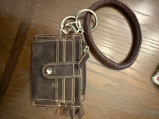 Rustic Leather Wristlet
