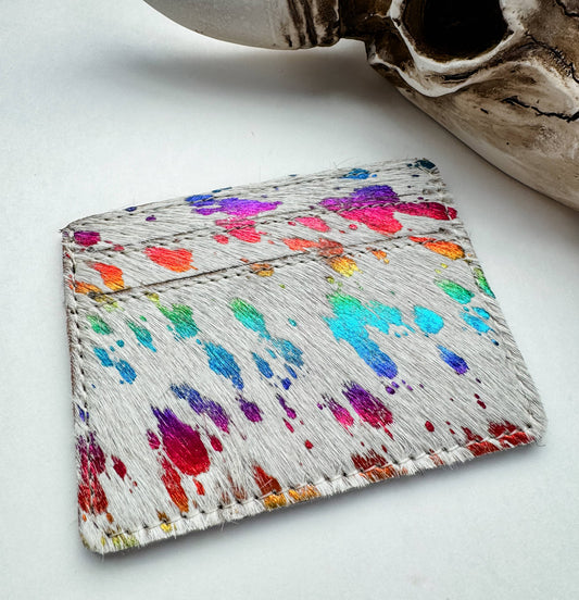 Western Cowhide Credit Card Holder  - RAINBOW