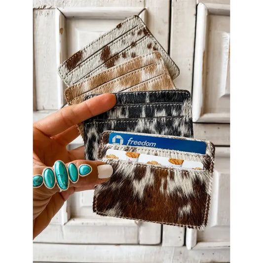 Western Cowhide Credit Card Holder  - RAINBOW