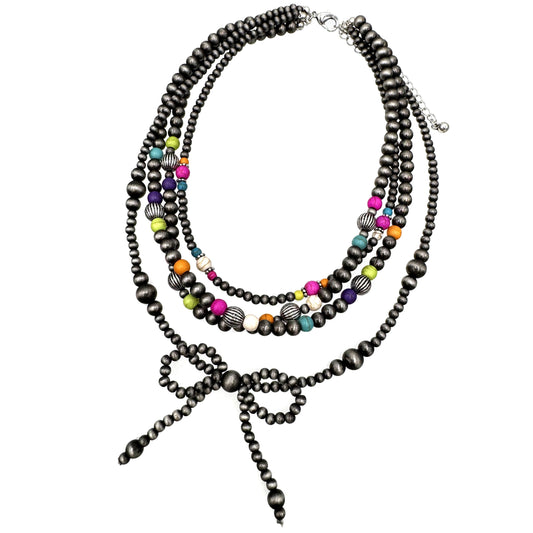 Ribbon Style Multicolor Navajo Beads Multi Necklace