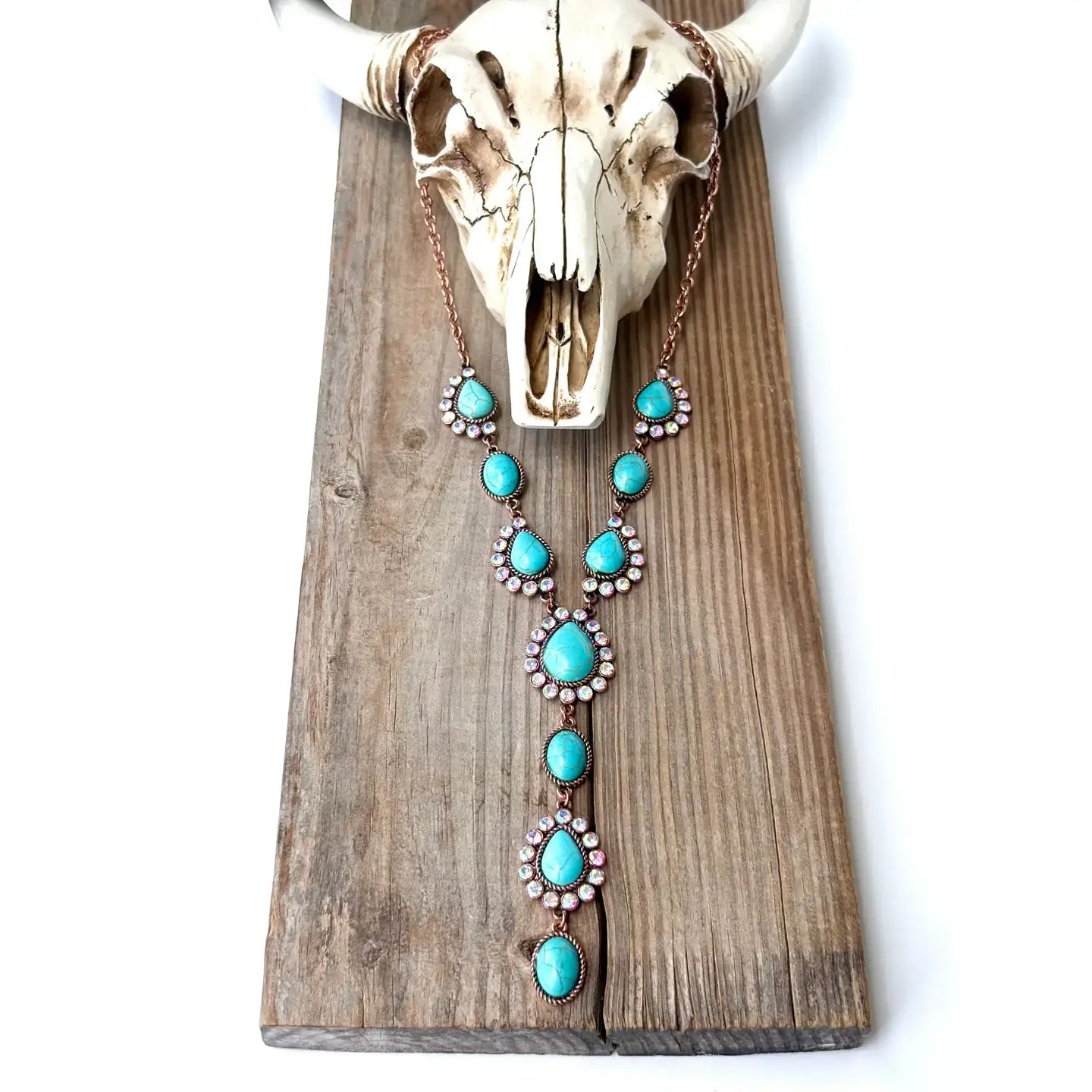 Western Turquoise Stone Y Necklace: TURQUOISE