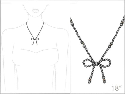 Western Navajo Style Bead Coquette Bow Necklace: TURQUOISE